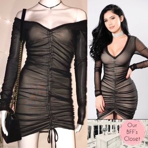 <Fashion Nova> Black Mesh Dress